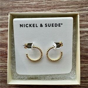 Nickel and Suede Gold Chloe Hoop Earrings